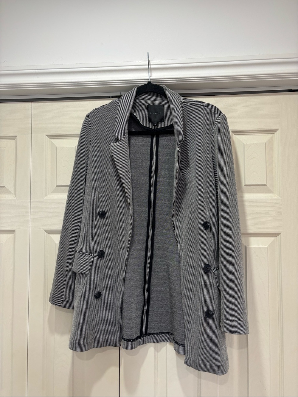 Dynamite Grey Double-Breasted Knit Blazer